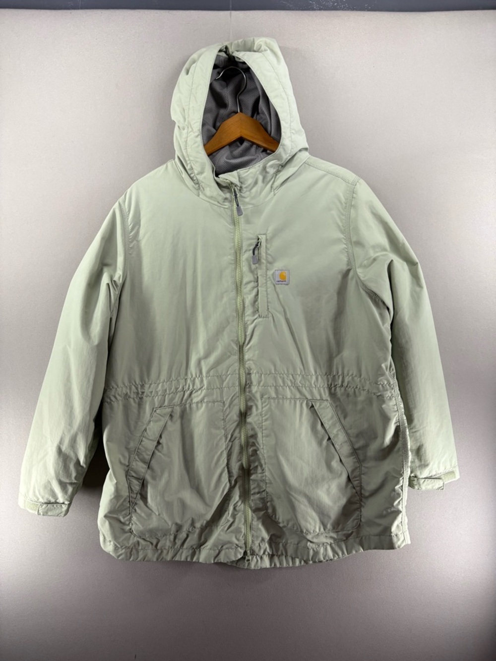 Carhartt Jacket Womens X Large Green Rain Defender Windbreaker Hood